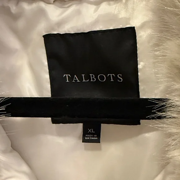Talbots Cream Puffer Vest with Faux Fur Trim xl - Picture 4 of 8